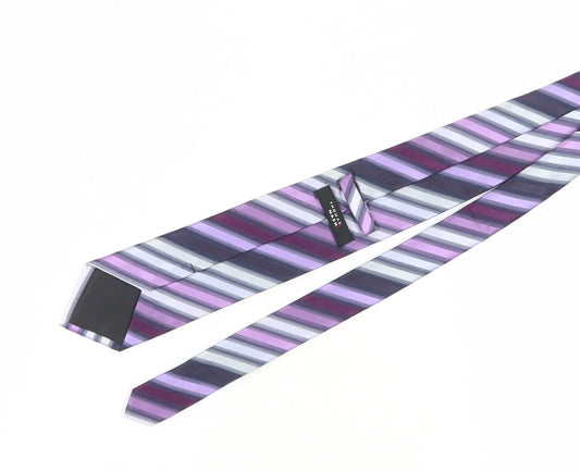 Thomas Nash Men's Purple Striped Tie - Polyester