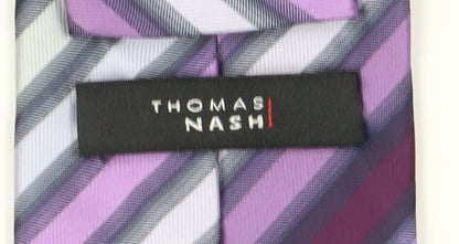 Thomas Nash Men's Purple Striped Tie - Polyester