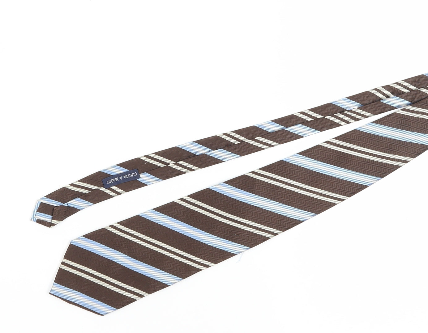 Maria's Men's Brown Blue Striped Silk Tie