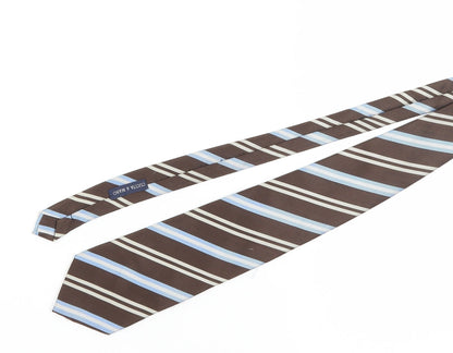 Maria's Men's Brown Blue Striped Silk Tie