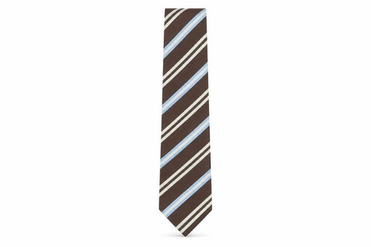 Maria's Men's Brown Blue Striped Silk Tie