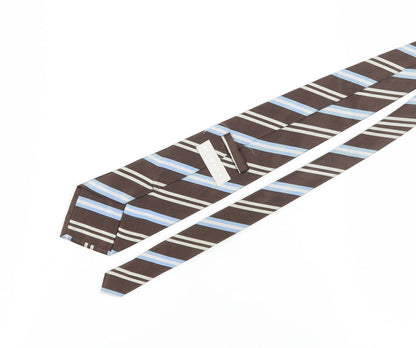Maria's Men's Brown Blue Striped Silk Tie