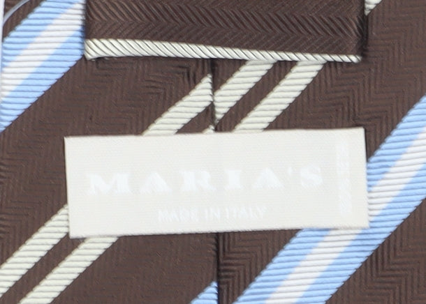 Maria's Men's Brown Blue Striped Silk Tie