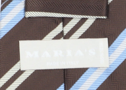 Maria's Men's Brown Blue Striped Silk Tie