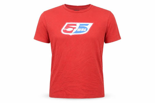 5DSL Men's Red Graphic Print Cotton T-Shirt
