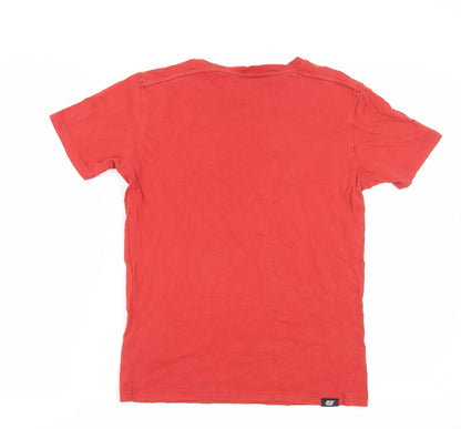 5DSL Men's Red Graphic Print Cotton T-Shirt