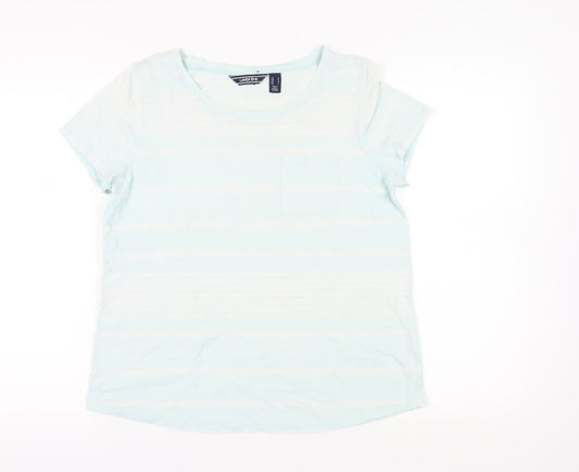 Lands' End Women's T-Shirt M White Striped Casual Top