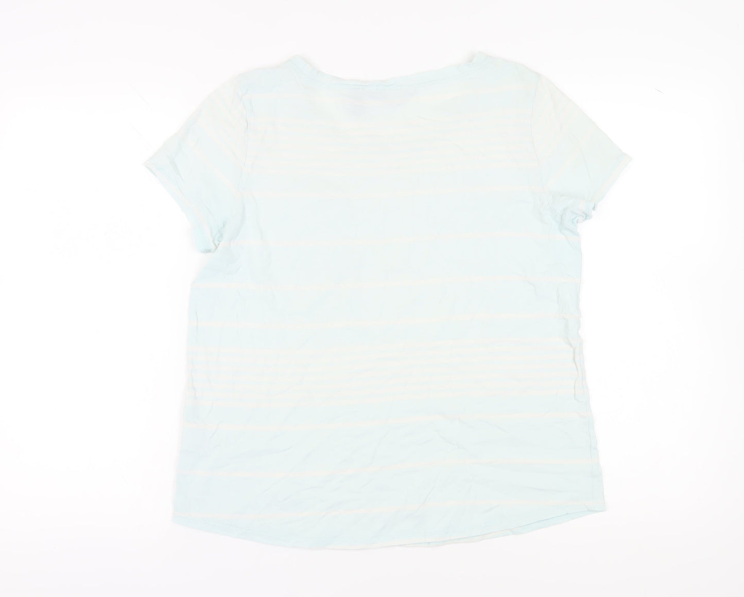 Lands' End Women's T-Shirt M White Striped Casual Top