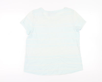 Lands' End Women's T-Shirt M White Striped Casual Top