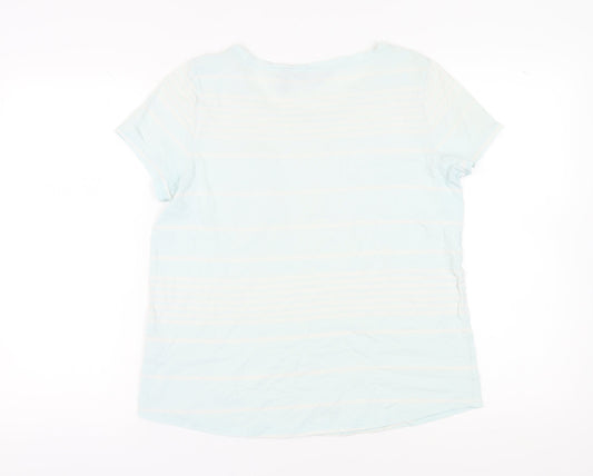 Lands' End Women's T-Shirt M White Striped Casual Top