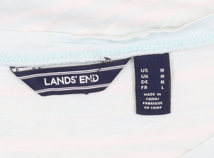 Lands' End Women's T-Shirt M White Striped Casual Top