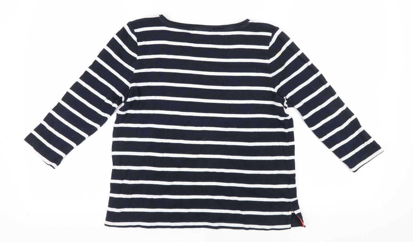 Laura Ashley Women's Blue Striped T-Shirt, Size 14