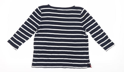 Laura Ashley Women's Blue Striped T-Shirt, Size 14