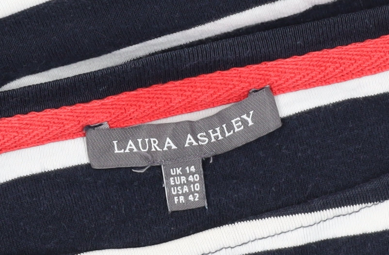 Laura Ashley Women's Blue Striped T-Shirt, Size 14