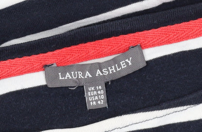 Laura Ashley Women's Blue Striped T-Shirt, Size 14