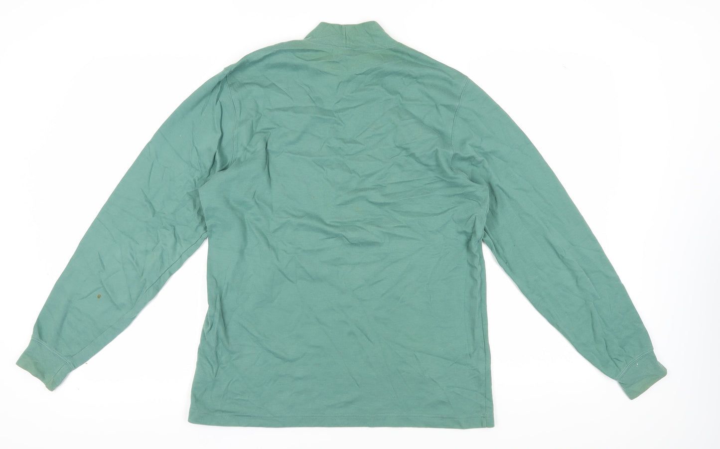 Lands' End Men's Green Mock Neck Cotton T-Shirt M