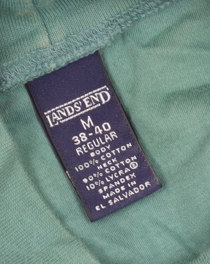 Lands' End Men's Green Mock Neck Cotton T-Shirt M