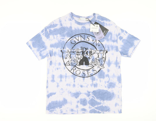 Womens UK Size XS Pull&Bear Blue Basic T-Shirt