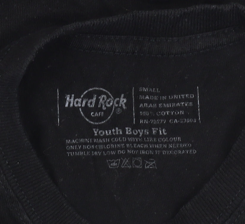 Hard Rock Cafe Boys Black T-Shirt Size S with Logo Accents