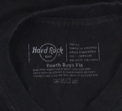 Hard Rock Cafe Boys Black T-Shirt Size S with Logo Accents