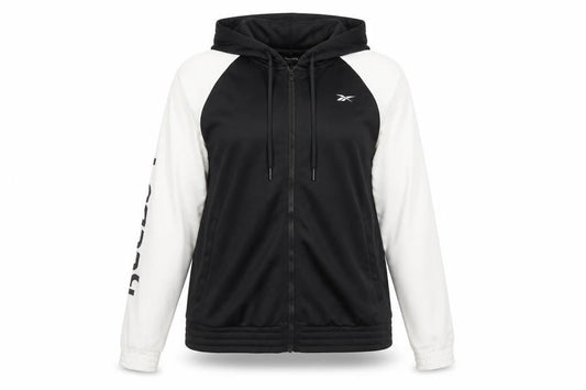 Front view of Reebok Black unisex full zip hoodie m