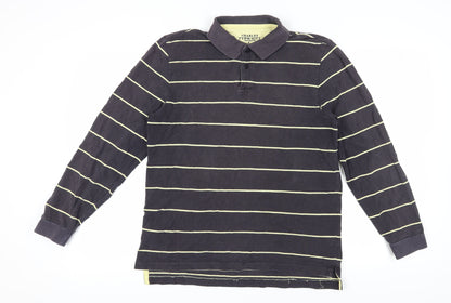 Charles Tyrwhitt Men's Black Striped Polo Shirt L