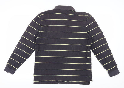 Charles Tyrwhitt Men's Black Striped Polo Shirt L