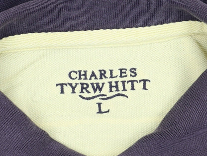 Charles Tyrwhitt Men's Black Striped Polo Shirt L