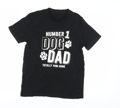 George Men's Black Dog Dad Graphic T-Shirt, Size S