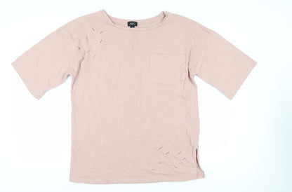 Womens UK Size 10 A&G Beige Basic T-Shirt