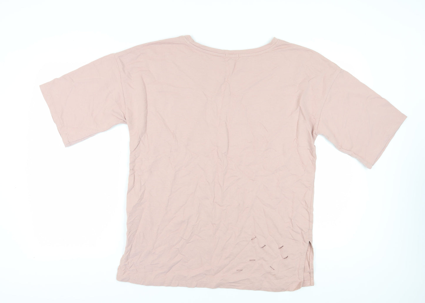 Womens UK Size 10 A&G Beige Basic T-Shirt