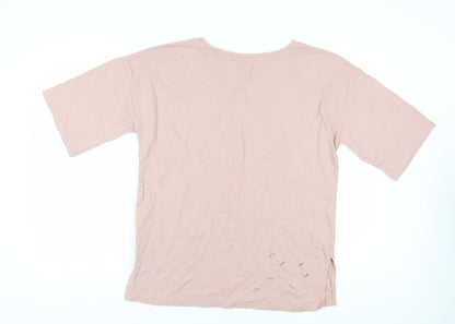 Womens UK Size 10 A&G Beige Basic T-Shirt
