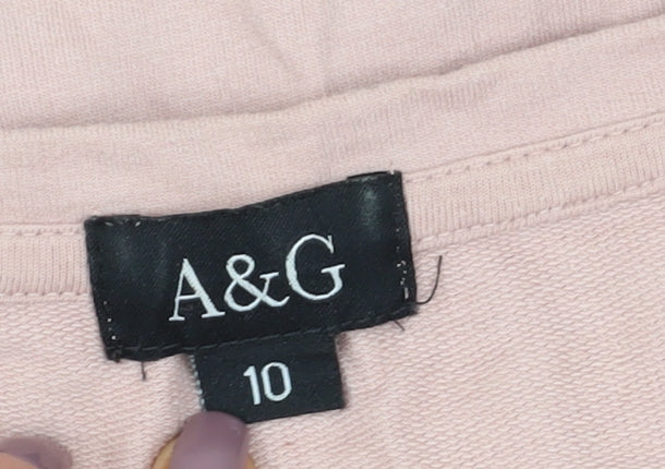 Womens UK Size 10 A&G Beige Basic T-Shirt