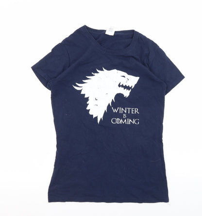 Womens UK Size S Gildan Blue Jersey T-Shirt