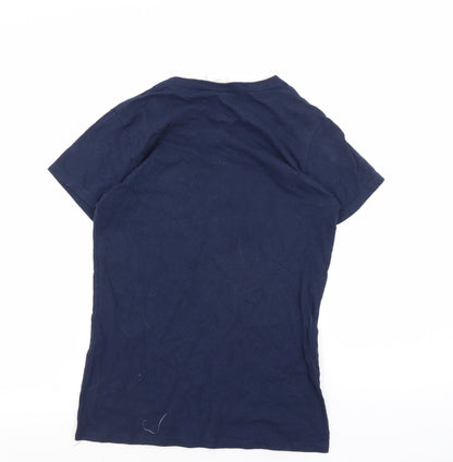Womens UK Size S Gildan Blue Jersey T-Shirt