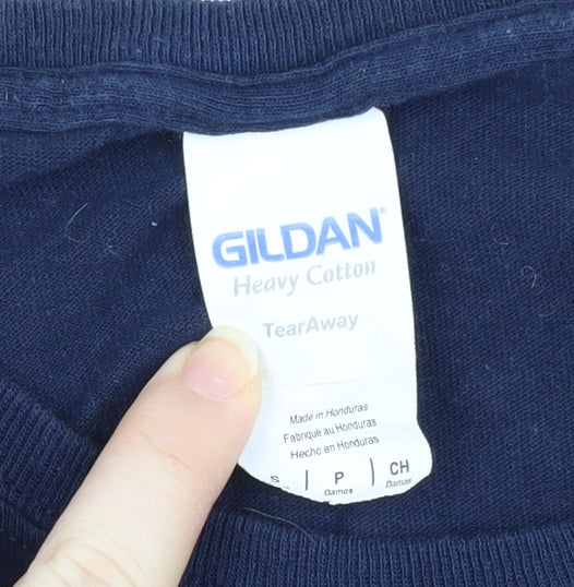 Womens UK Size S Gildan Blue Jersey T-Shirt