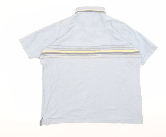 Hippo Men's Blue Striped Polo Shirt, Size S