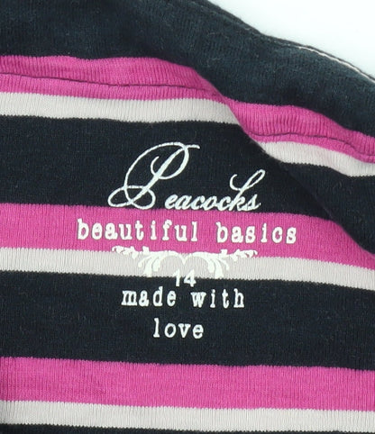 Womens UK Size 14 Peacocks Multicoloured Basic T-Shirt
