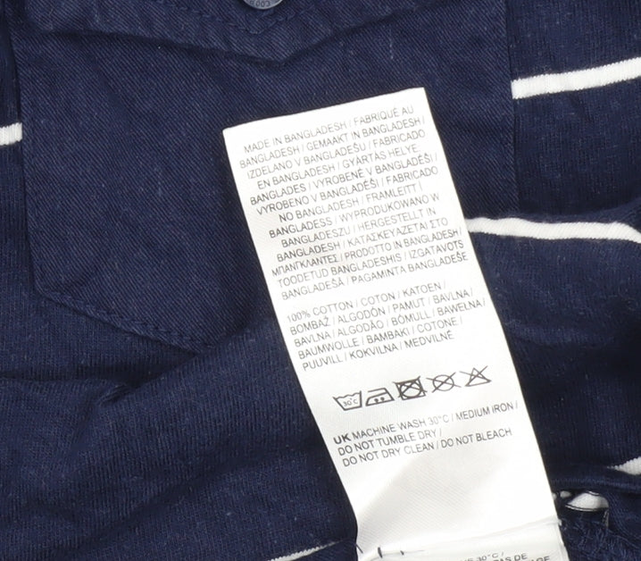 Lee Cooper Men's Blue Striped Polo Shirt L