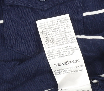 Lee Cooper Men's Blue Striped Polo Shirt L