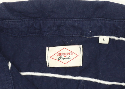 Lee Cooper Men's Blue Striped Polo Shirt L