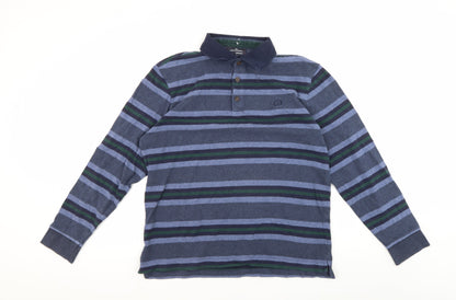 Marks and Spencer Blue Striped Men's Polo M
