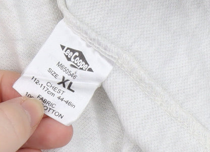 Lee Cooper Men's White Polo Shirt XL Solid Cotton