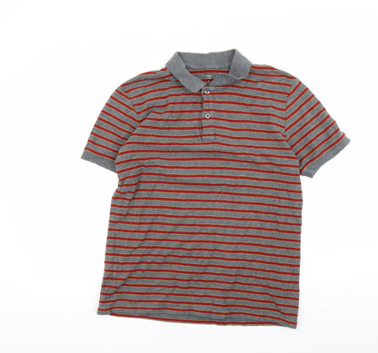 Marks and Spencer Men's Grey Striped Polo M