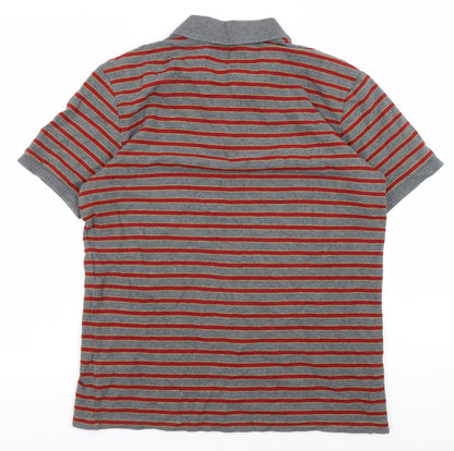 Marks and Spencer Men's Grey Striped Polo M