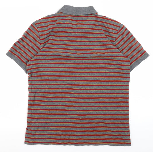 Marks and Spencer Men's Grey Striped Polo M
