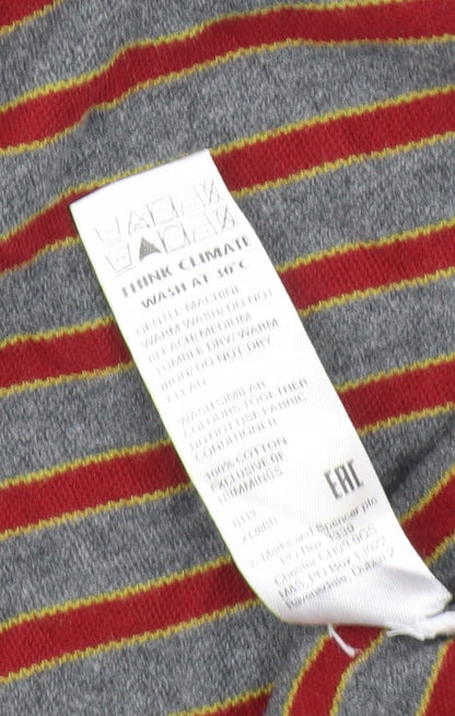 Marks and Spencer Men's Grey Striped Polo M