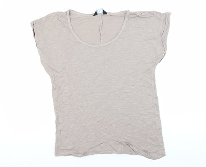 Womens UK Size 12 Dorothy Perkins Beige Basic T-Shirt