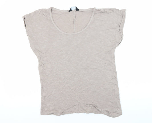 Womens UK Size 12 Dorothy Perkins Beige Basic T-Shirt