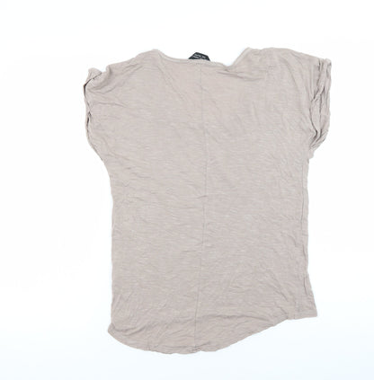 Womens UK Size 12 Dorothy Perkins Beige Basic T-Shirt